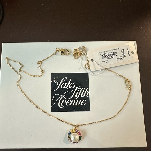 Kate Spade Candy Shop Imitation Pearl Halo Pendant Necklace, 17" + 3" extender - Picture 2 of 4